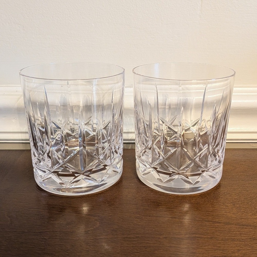 Waterford Crystal Lismore Double Old Fashioned Glasses Set of 2 Whiskey Tumblers